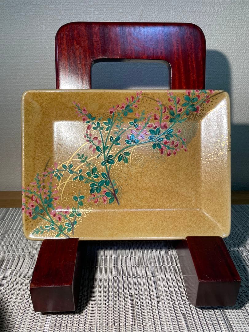 134桑野むつ子 京都 御所の花十二ヶ月【10月萩の花】抹茶椀・和陶皿 しおり付