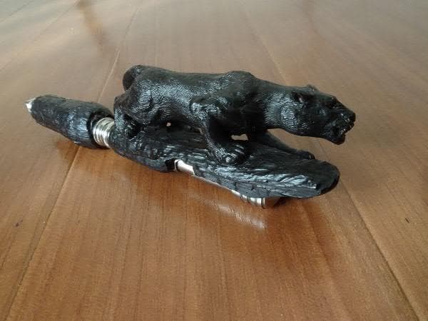 中山英俊 ボルトアクション・ボールペン 黒豹 黒檀 根付