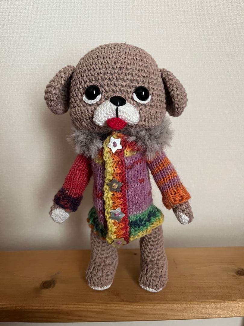 ハンドメイド あみぐるみ　犬のあみぐるみ　ビックモタポさん22cm ⑩