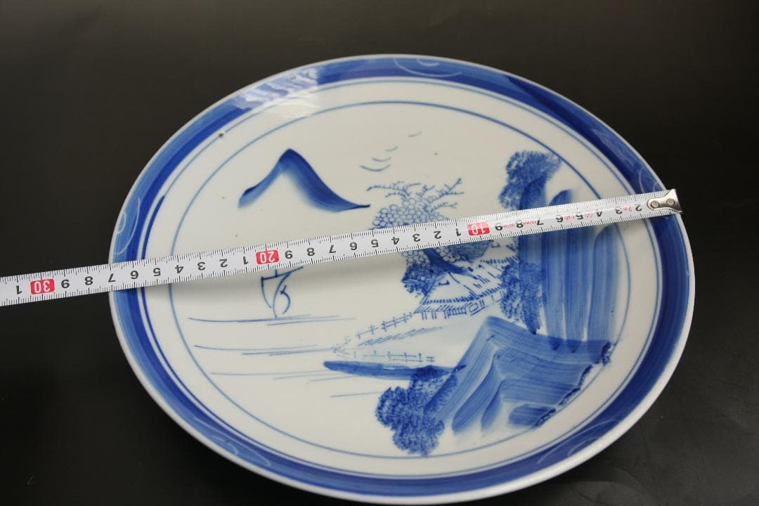古伊万里染付　山水図大皿