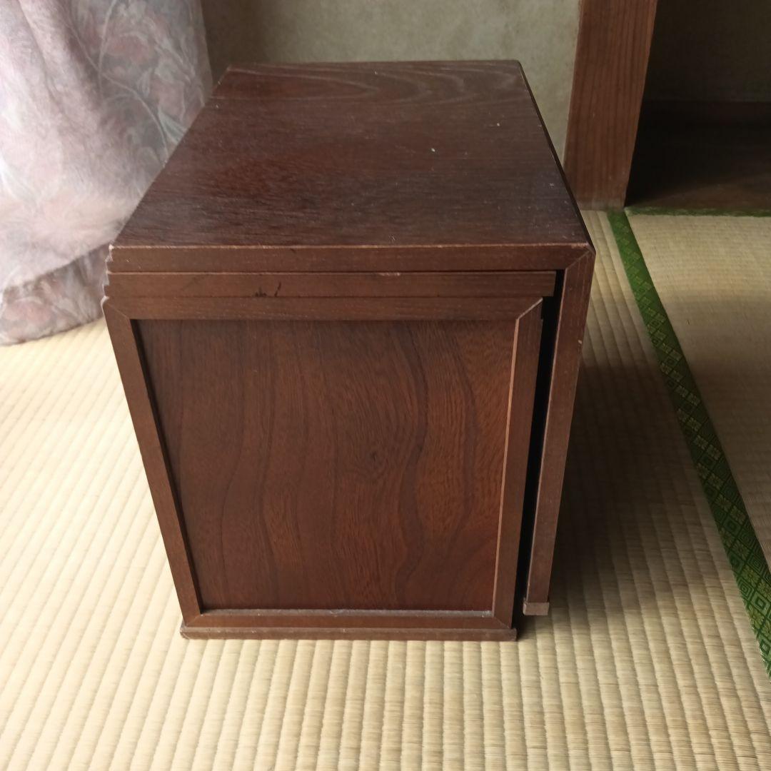 文机 木製 折り畳み式テーブル 三段引き出し 和製家具 古道具