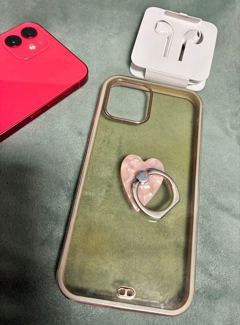 iPhone 12 レッド 128GB 箱付き +イヤホン スマホリング ケース