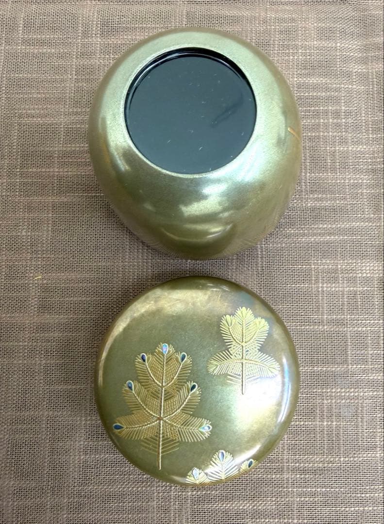 井筒鳳斉　銀地若松大棗　共箱　美品　加賀蒔絵　茶道具
