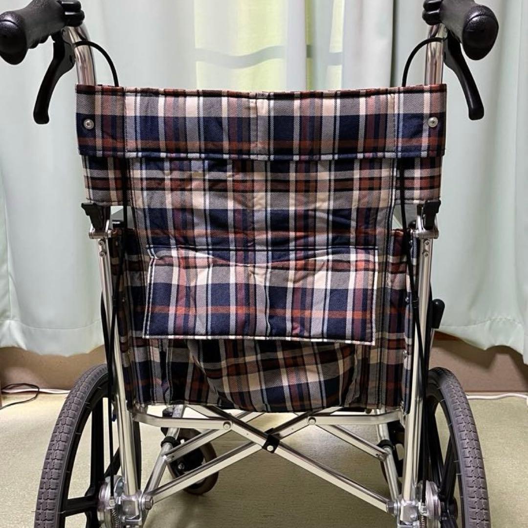 マツナガ　介助用車椅子 折りたたみ式　AR-301 チェック柄