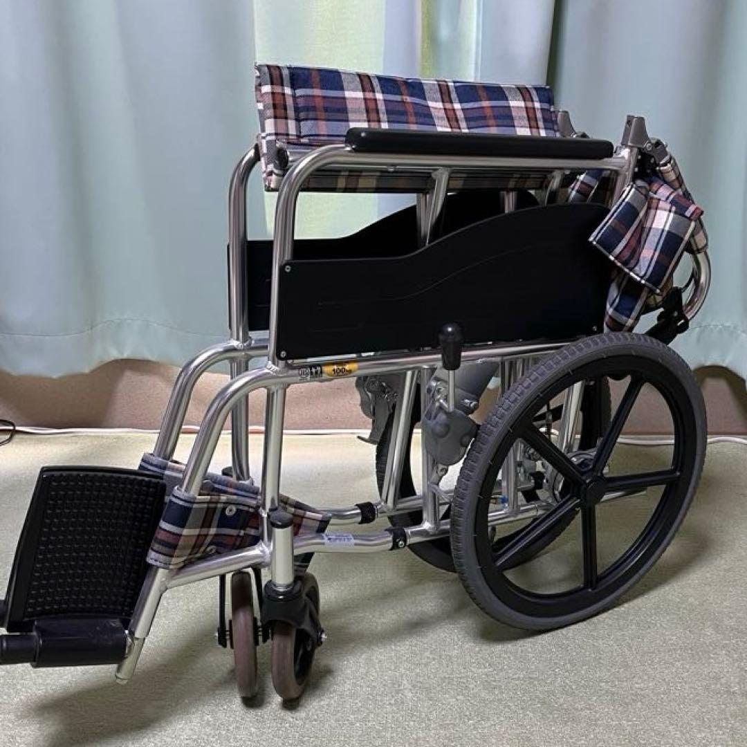 マツナガ　介助用車椅子 折りたたみ式　AR-301 チェック柄