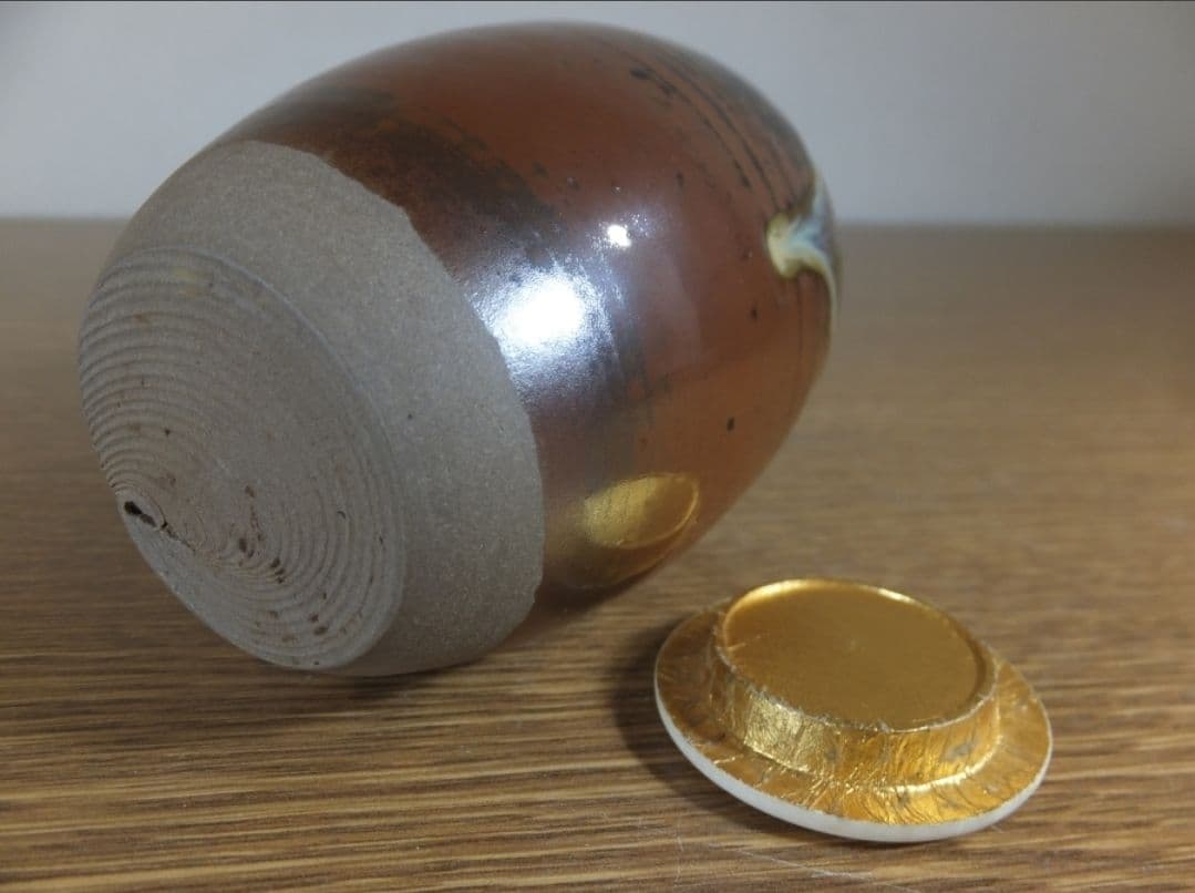 真作保証 高取喜恵 自作 高取肩衝茶入 民芸 コレクター放出品 茶道具 福岡県