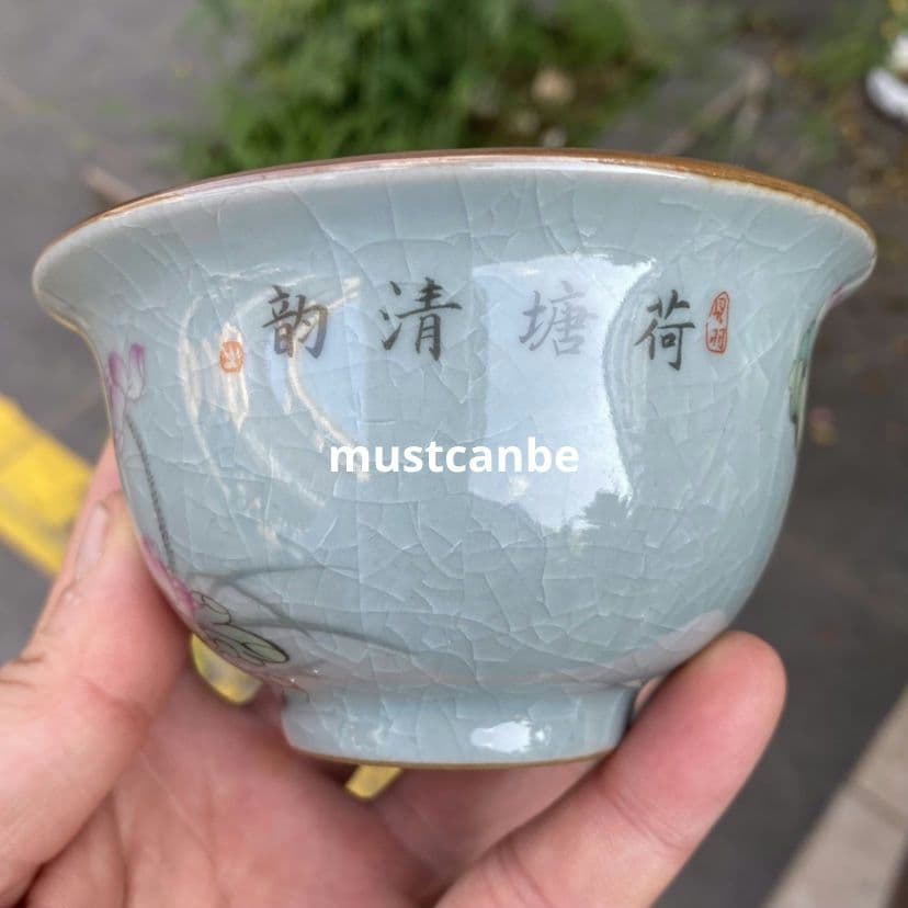 景徳鎮 陶泥荷塘清韻三才蓋碗 茶碗 煎茶器 新品未使用