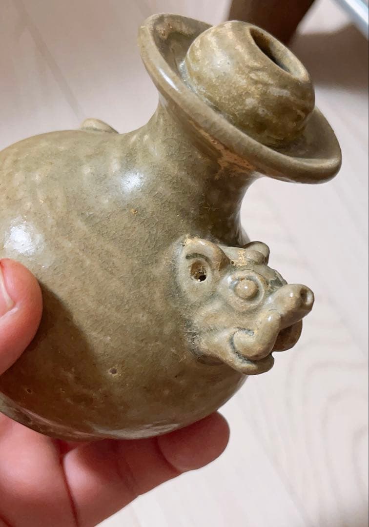 越窯龍頭壺　越州窯 陶芸　茶道具 酒器 青磁　骨董品　古美術品