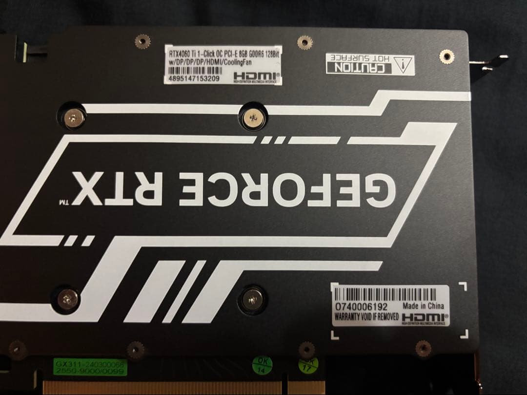 【動作確認済み】RTX 4060 Ti 8GB（GEFORCE） GPU