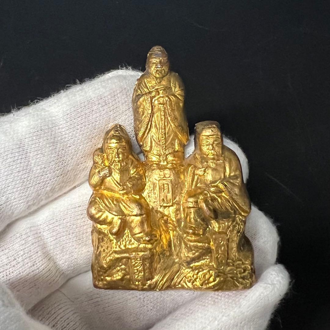 ◎古美術 庵々◎出羽三山 神像◎月山・湯殿山・羽黒山 刻銘◎真鍮鍍金◎山岳信仰
