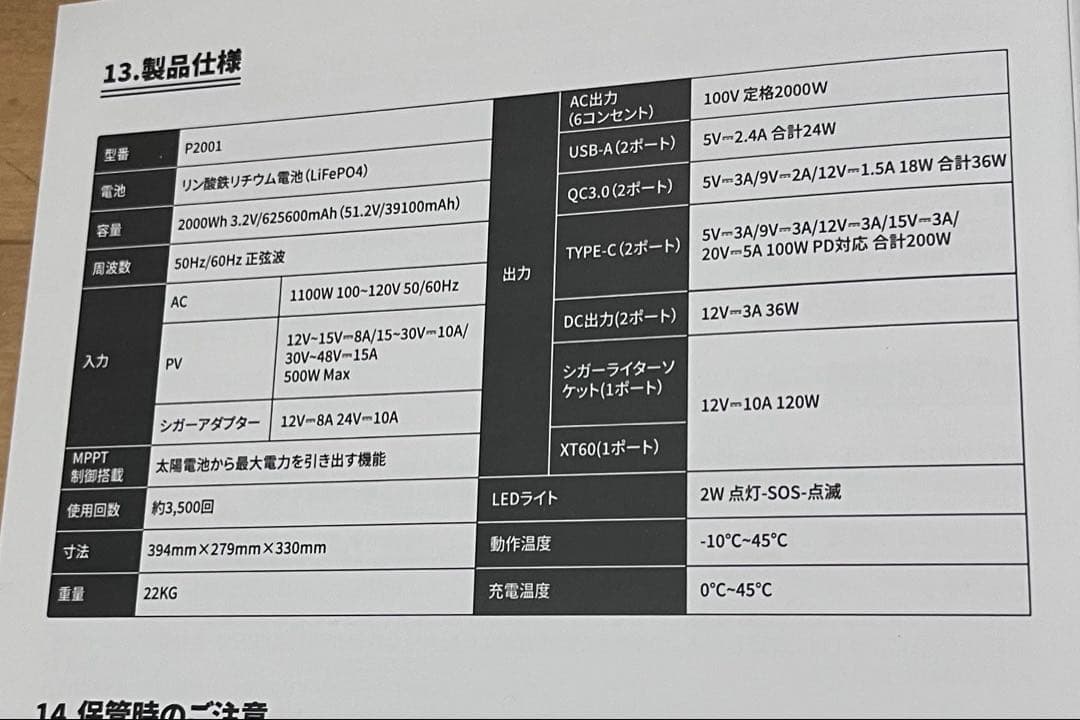 【新品未使用】EENOUR ポータブル電源 P2001 ソーラーパネル付属