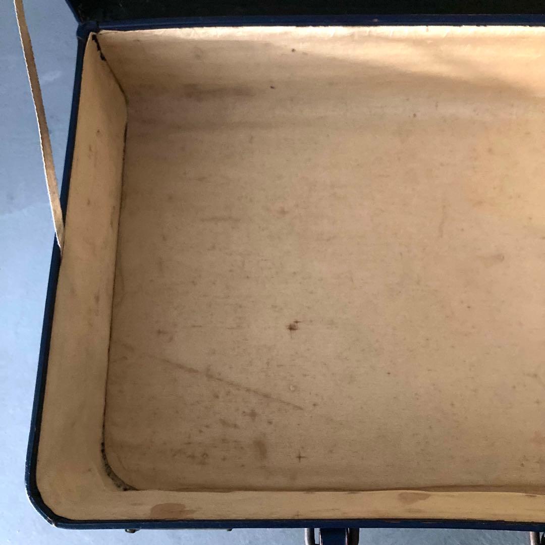 ヴィンテージ ミニ トランクケース トランクバッグ ネイビー 古道具④