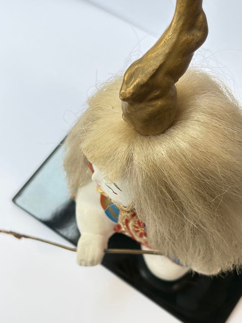 加賀人形 御所人形「小鍛冶」稲荷明神 狐 能人形 古作 高さ14cm