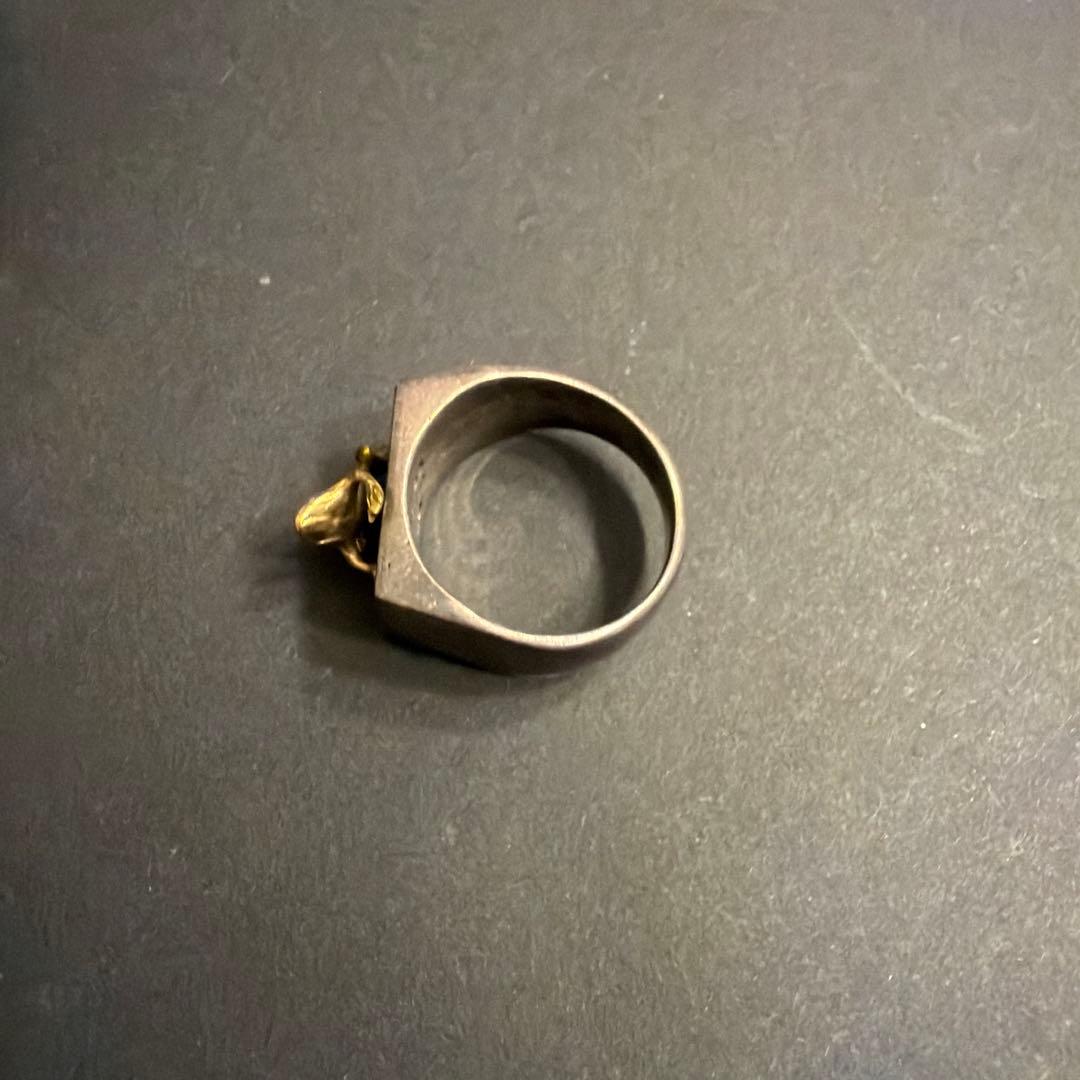 シルバーリング　カエル付き
