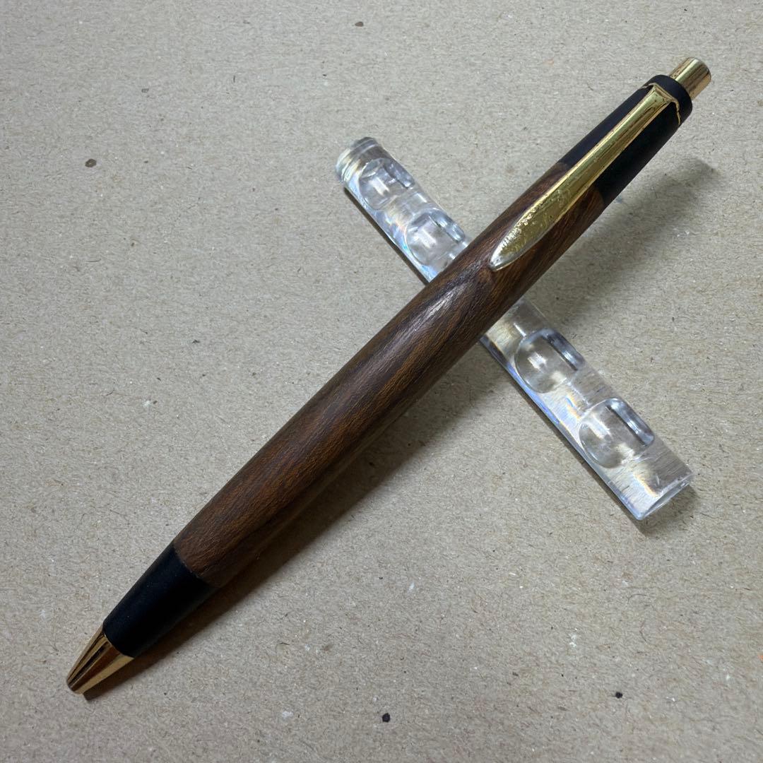 野原工芸 欅 シャーペン 0.5mm 旧型 ゴールド金具 ダブルノック式 木軸