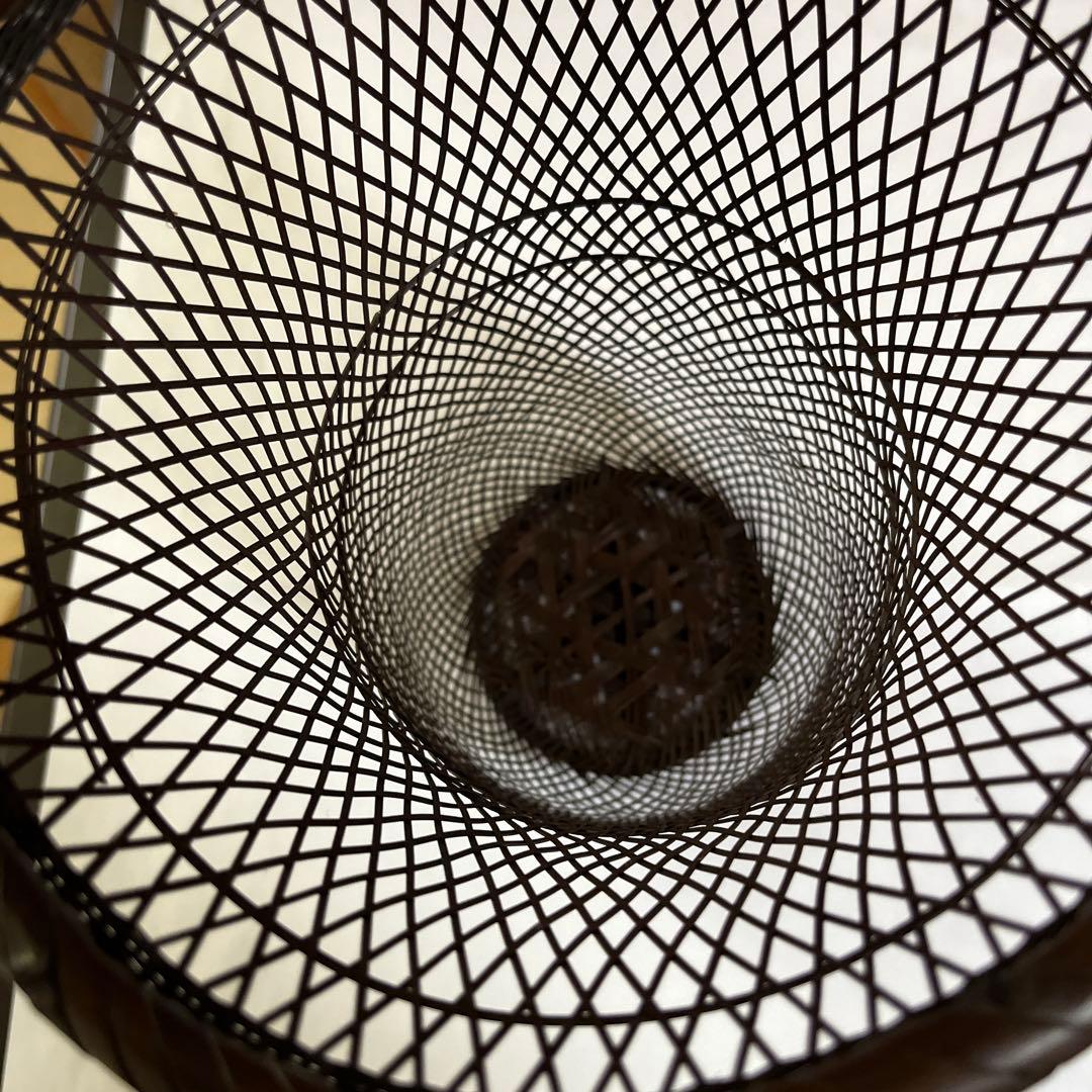 竹泉作　竹製 編みかご付き花器