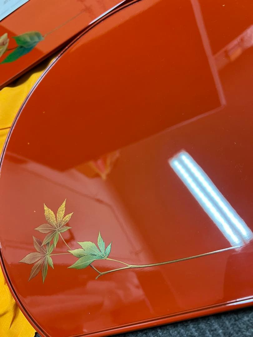 輪島塗 草花蒔絵 半月卓上膳 5客