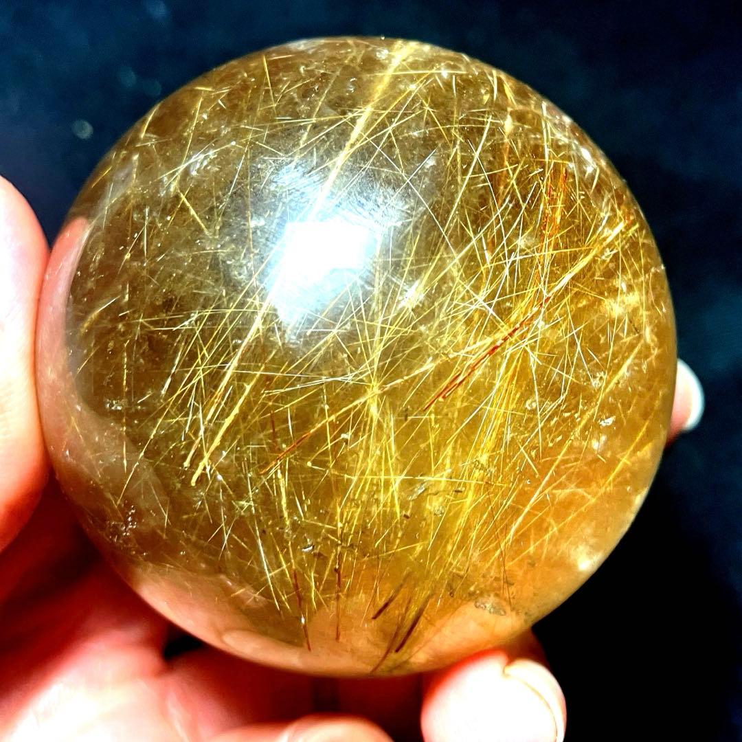 超大玉　60mm ゴールドルチルクォーツ　丸玉　スフィア　金針水晶