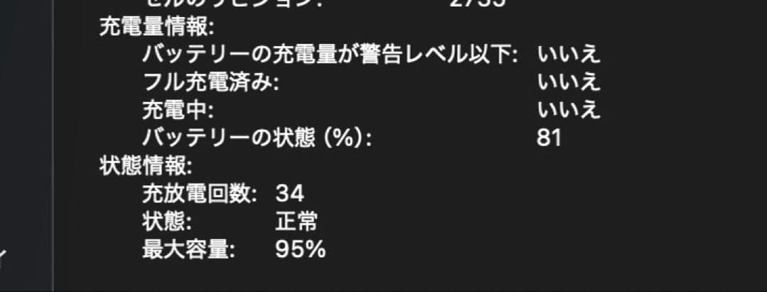 MacBook AirM1 充放電回数34回 8GB 256GB