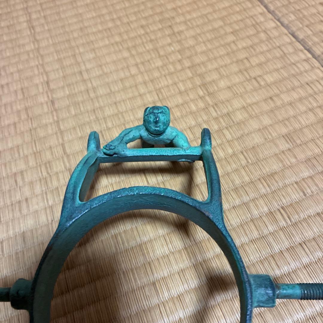 特製美術床置　御所車　花器　花生　花びん　花入　菊模様　置物飾り　銅製　薄端