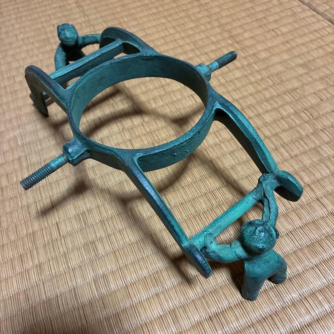 特製美術床置　御所車　花器　花生　花びん　花入　菊模様　置物飾り　銅製　薄端