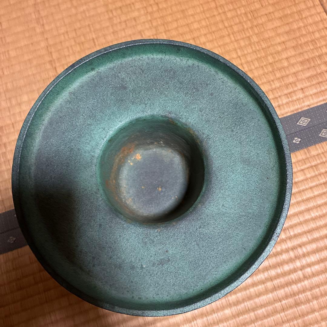 特製美術床置　御所車　花器　花生　花びん　花入　菊模様　置物飾り　銅製　薄端