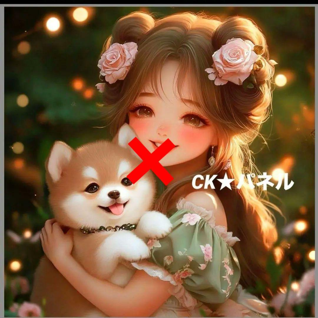 激レア女の子とトイプードル、柴犬パネル生地　ハンドメイド