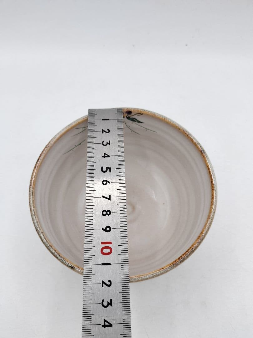 c973【新品・未使用】茶碗 灰釉露草絵 中村良二 木箱 茶道具