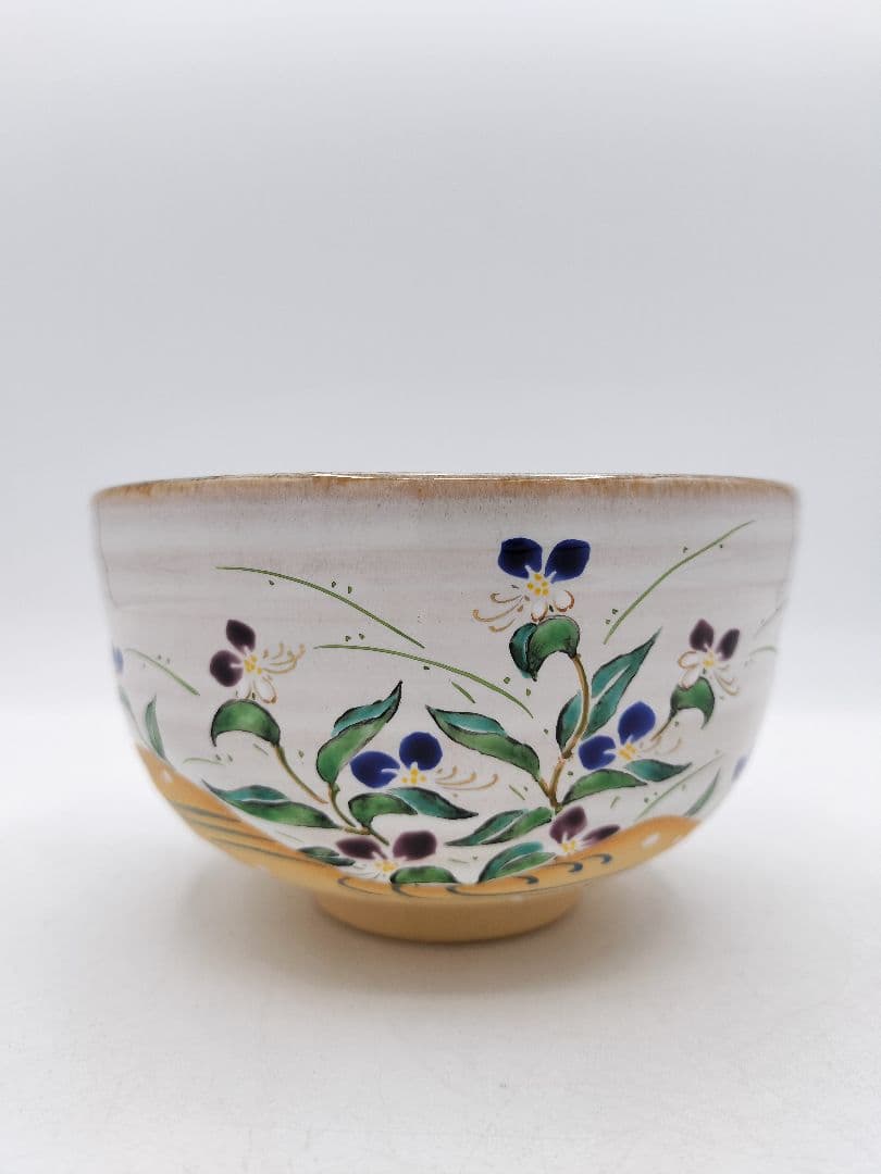 c973【新品・未使用】茶碗 灰釉露草絵 中村良二 木箱 茶道具
