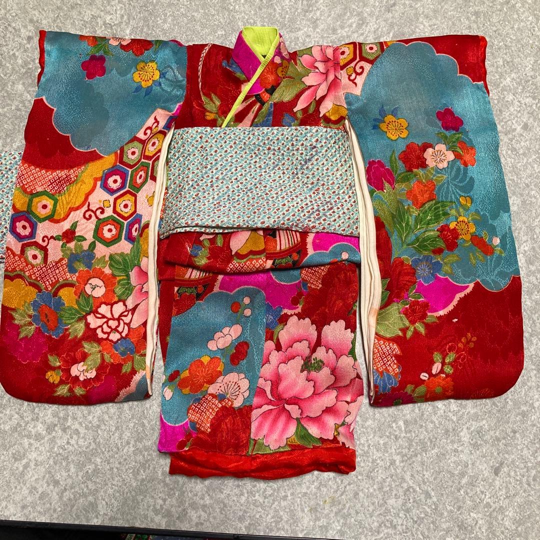 古布市松人形着物兵児帯付き