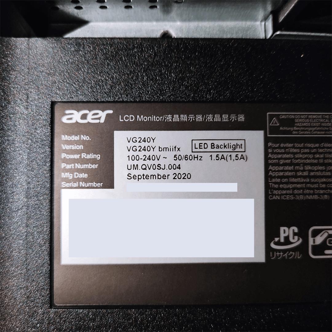 Acer23.8インチゲーミングモニターVG240Ybmiifx