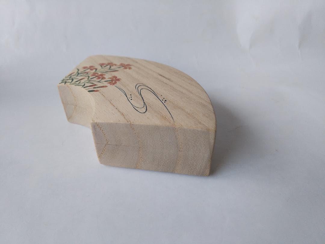 撫子絵 桐扇面香合 耕斎 作 桐扇面 香合 茶道具 懐石道具 共箱 新品 未使用