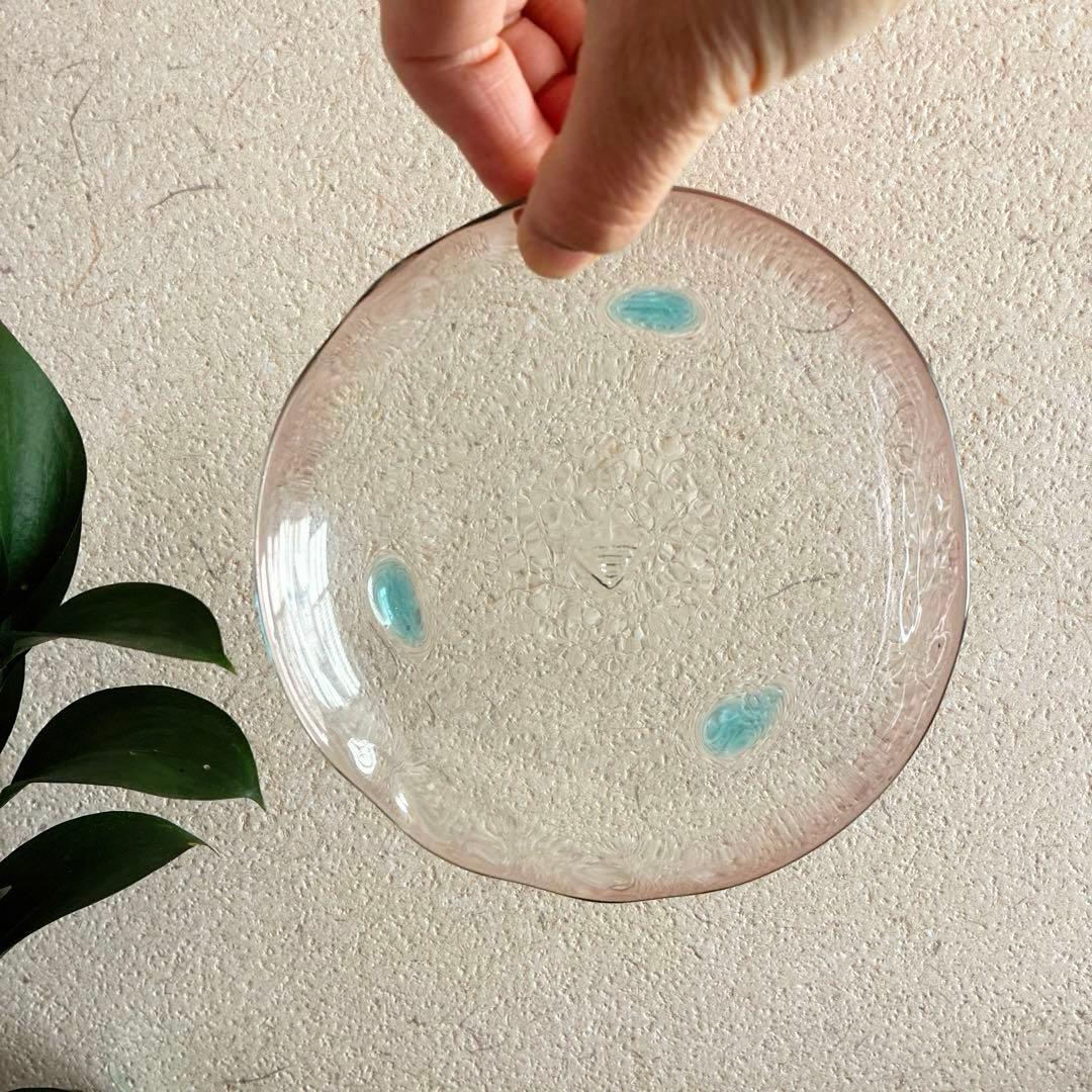骨董　琉球ガラス　工芸ガラス　現代の名工　稲嶺盛吉　ジョッキグラス　プレート３点