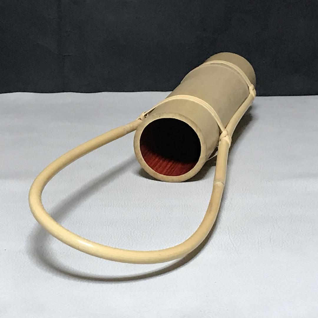 白竹 通筒花入 生野徳三 共箱 花入 茶道具 【k3446】