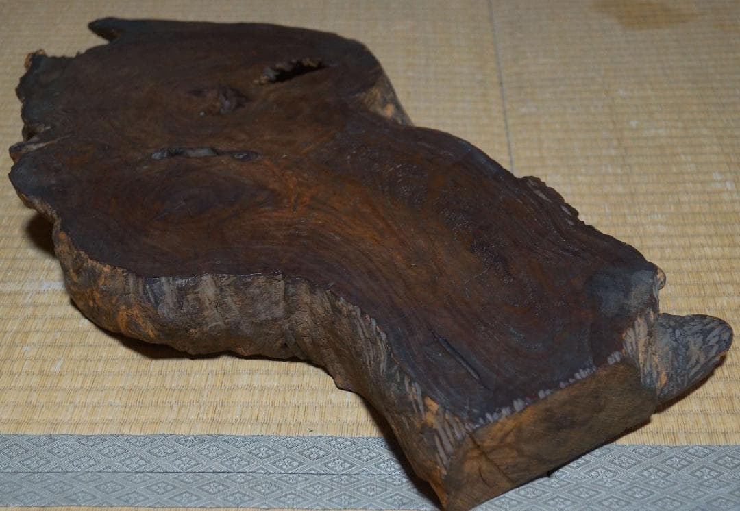 古欅 一枚板 花台 飾台 敷板 盆栽台 香炉台自然体 重6.4ｋg★美しい木目