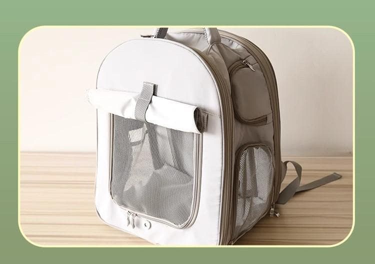 【May Chan】ペット大容量リュック　折り畳み式　ケージ開閉機能付　グレー