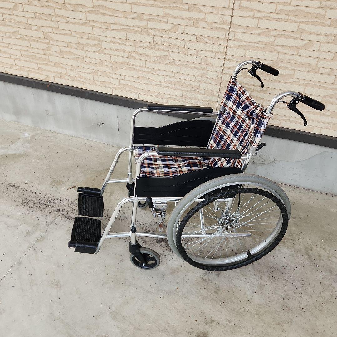 チェック柄 手動車椅子 介助用