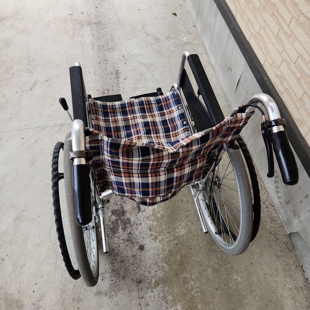チェック柄 手動車椅子 介助用