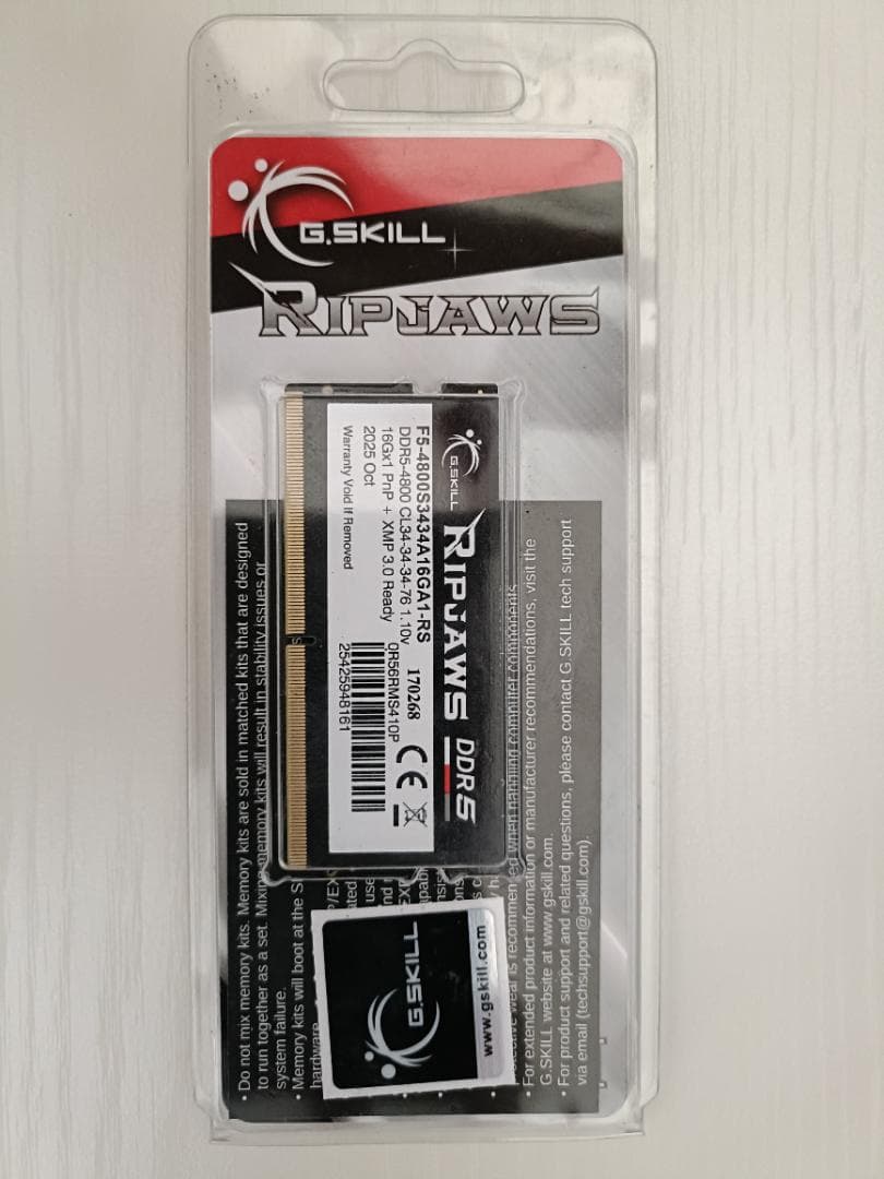 G.SKILL Ripjaws DDR5 SO-DIMM メモリー(16GB)