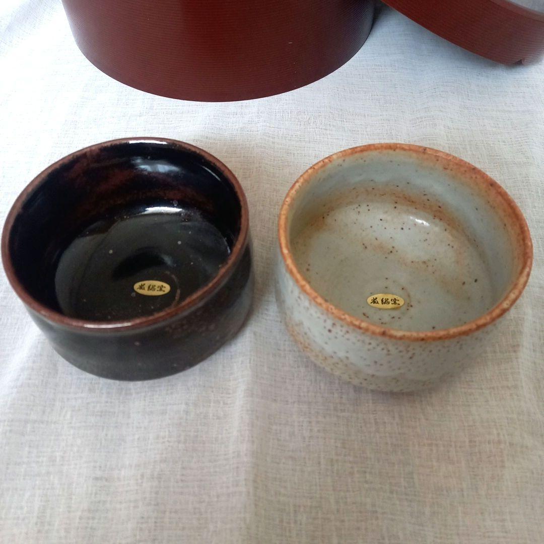 茶道具セット 茶櫃直径28cm　茶碗2客　茶筅　棗など