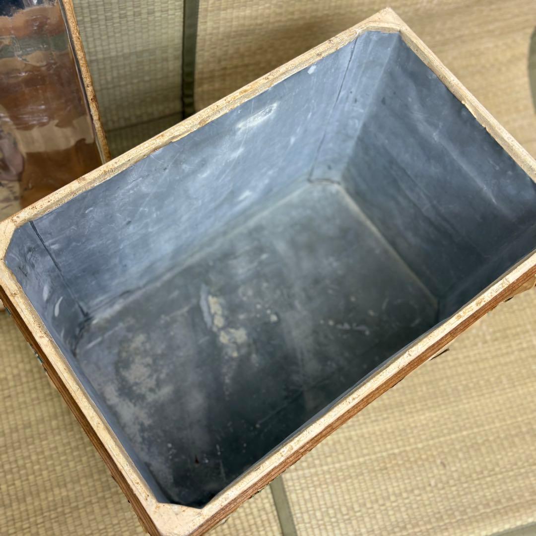 4F ② 昭和レトロ 茶箱 大型 木箱 ブリキ内張り 保存箱 収納箱 古道具