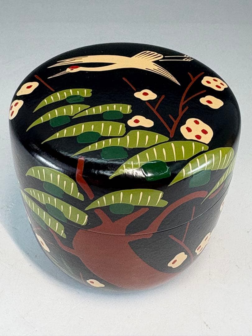 【中古品】茶道具　道場宗廣造　蓬莱絵一閑大棗