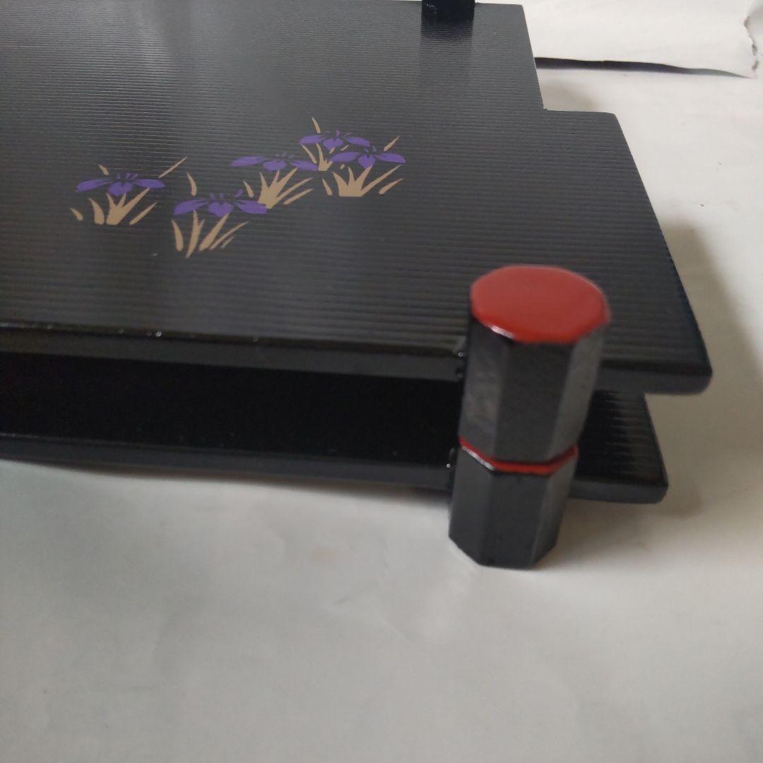 黒塗 漆器 八ツ橋 折敷 おしき 木製トレイ 2客組 美品 です。