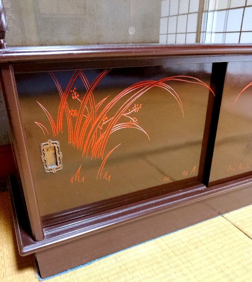 昭和レトロ 茶箪笥 水屋箪笥 飾り棚 茶道具 ガラス棚 古民家 ヴィンテージ家具