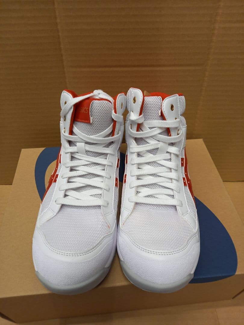 【新品】アシックス安全靴 CP218 ホワイト、クラシックレッド
