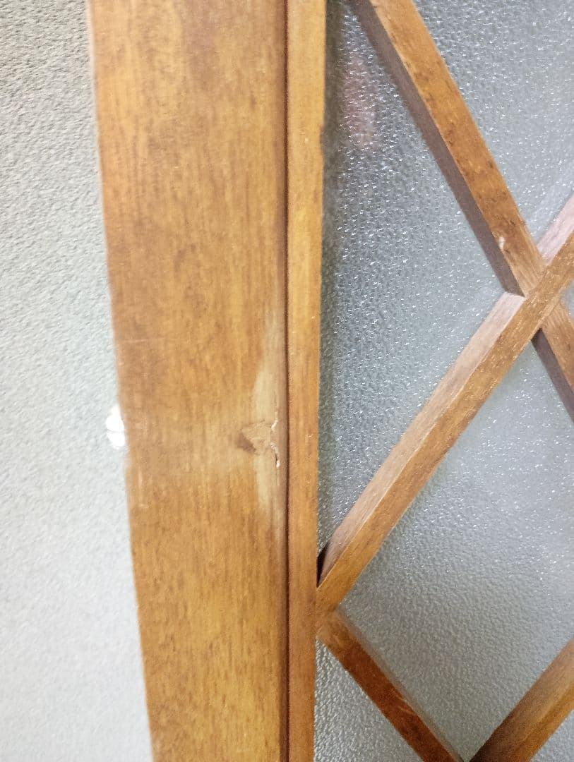 昭和レトロ ガラス扉 木製建具 菱格子 戸棚扉 古民家 DIY カフェ装飾 1枚