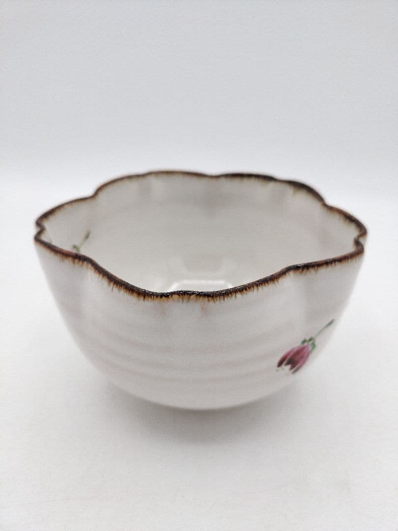 d163【新品・未使用】茶碗 灰釉 桜絵 中村良二 木箱 茶道具