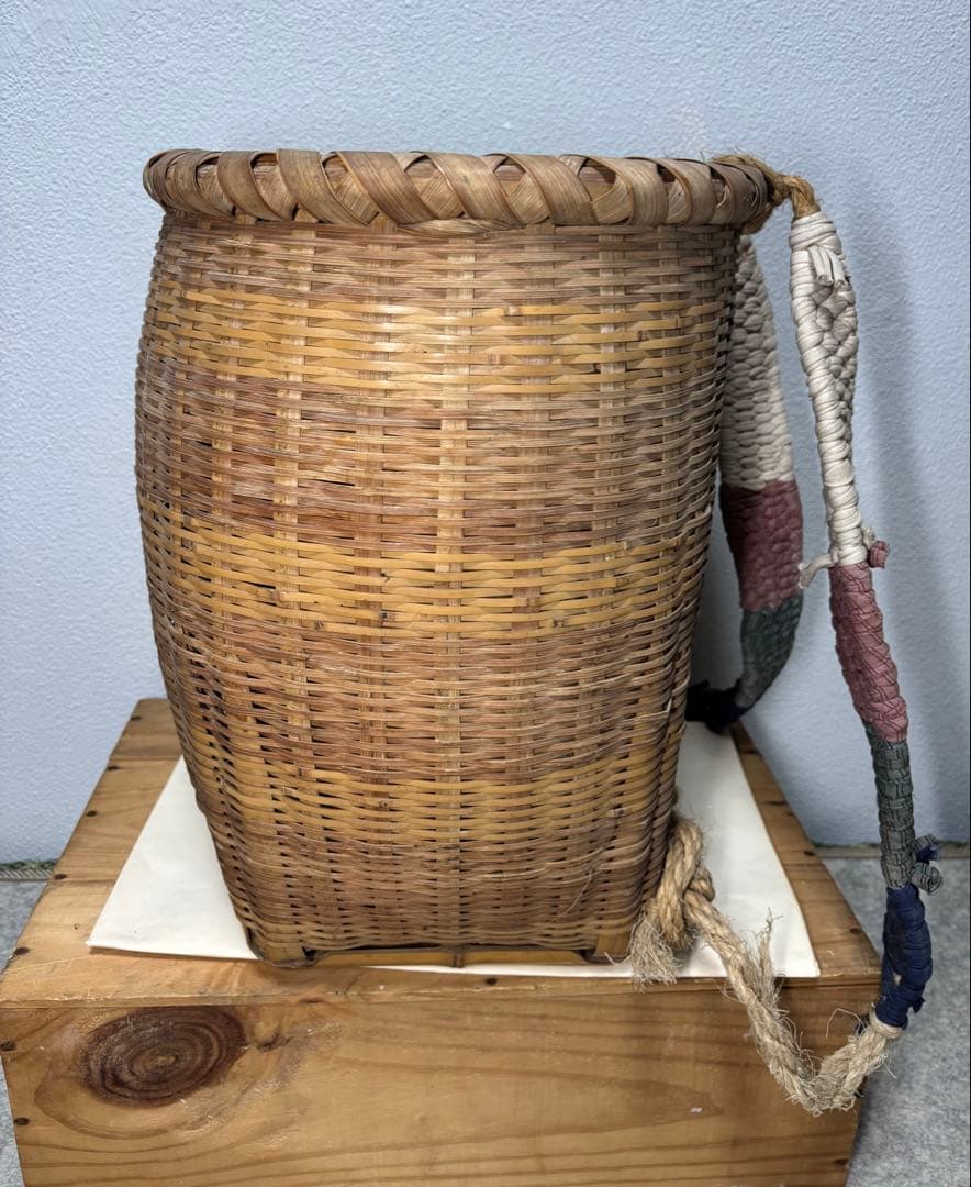 背負い籠 竹製 昭和レトロ 竹籠 古道具 竹細工