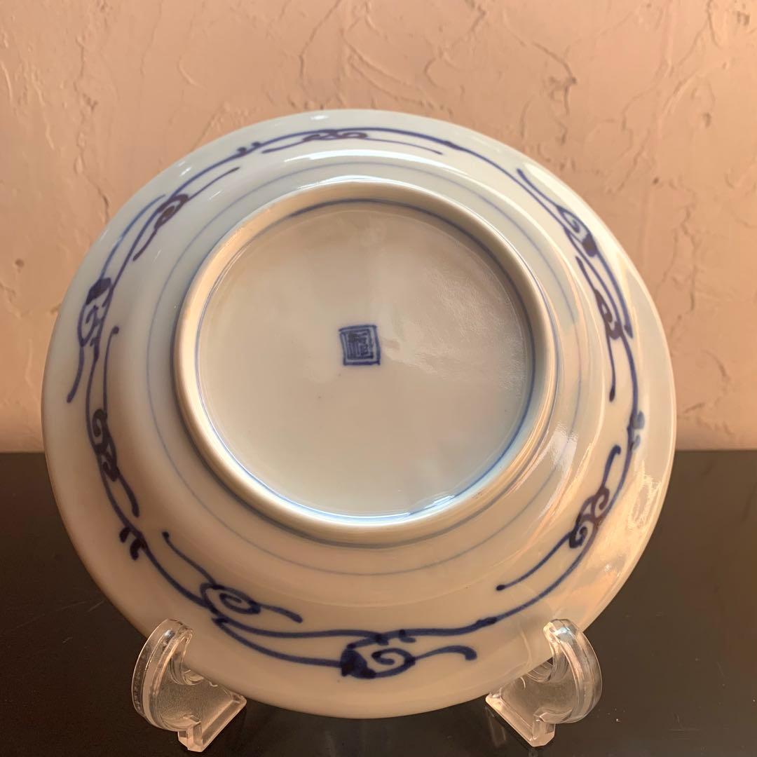 大聖寺伊万里　菊花微塵唐草文　中皿　金襴手　角福　18cm　単品　美品