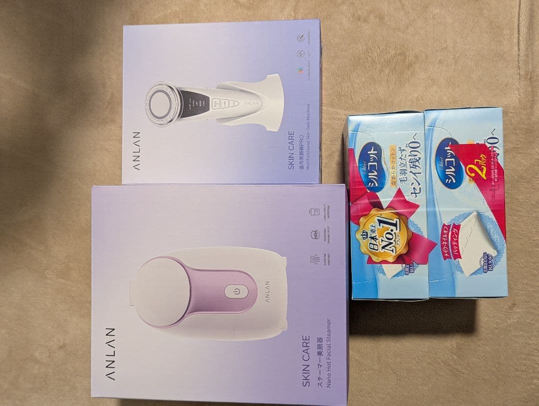 【説明書・コットン付】ANLAN 温冷美顔器 PRO＆スチーマー セット